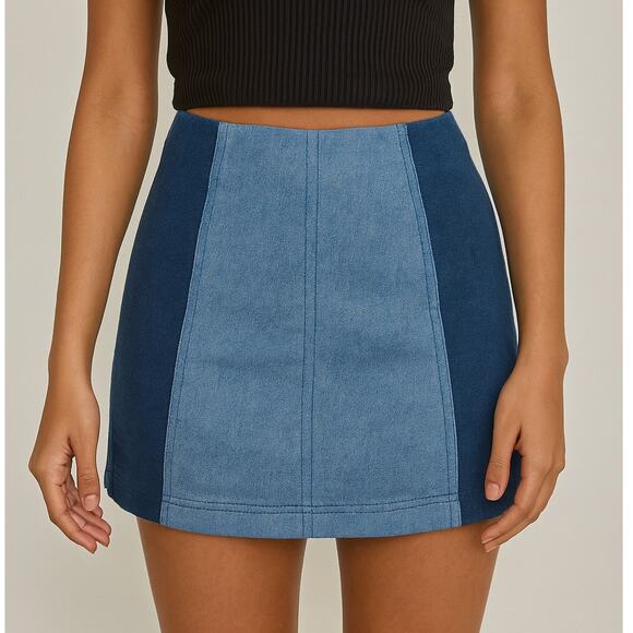 Free People Modern Femme Colorblock Mini Skirt - Picture 1 of 9